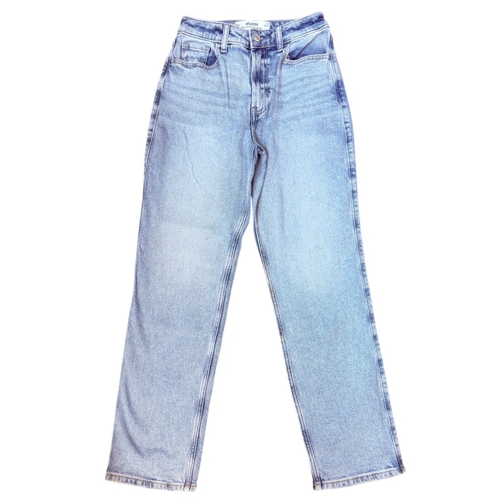 Hollister Ultra High-Rise Straight Jeans Womens Size 0 Light Wash Denim 90s NWT